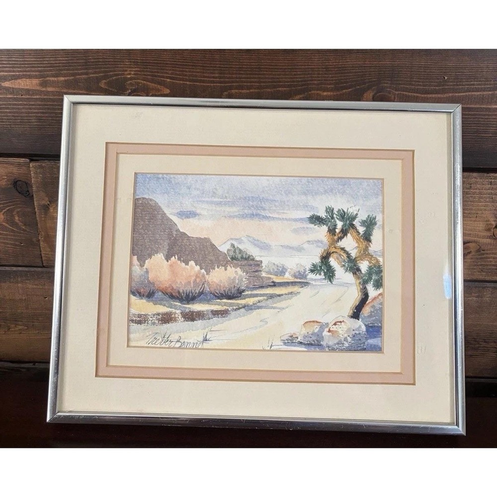 Trever Bennett Original Watercolor Pastel Desert Joshua Tree California Signed